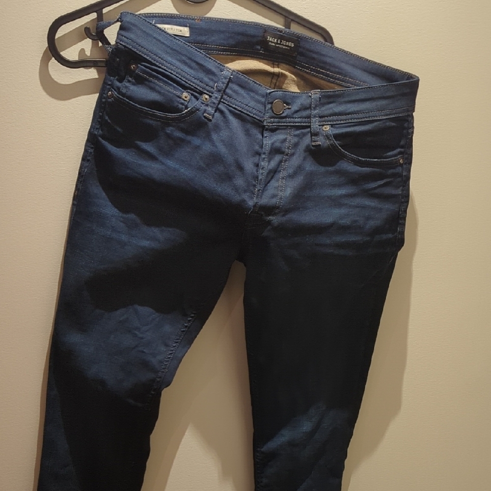Slim Blue Jeans with a Worn-In Look